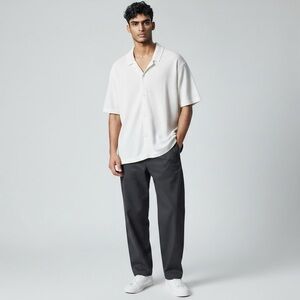 GAP Men’s White Textured Knit Button Front Shirt NWT Size XL